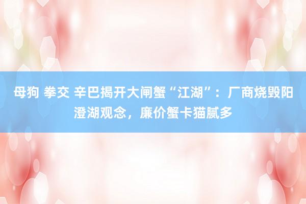 母狗 拳交 辛巴揭开大闸蟹“江湖”：厂商烧毁阳澄湖观念，廉价蟹卡猫腻多