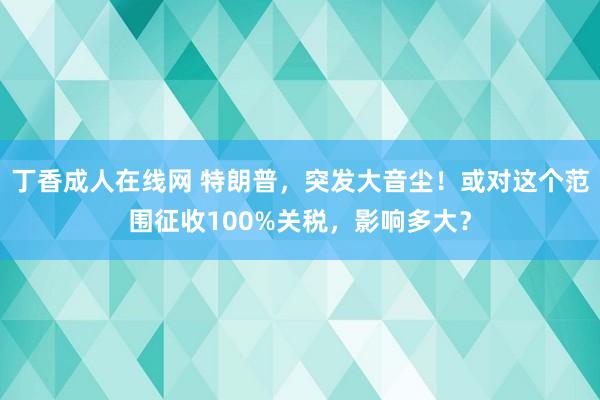丁香成人在线网 特朗普，突发大音尘！或对这个范围征收100%关税，影响多大？