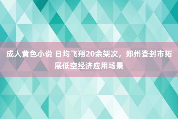 成人黄色小说 日均飞翔20余架次，郑州登封市拓展低空经济应用场景