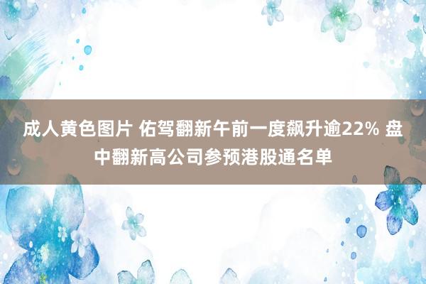 成人黄色图片 佑驾翻新午前一度飙升逾22% 盘中翻新高公司参预港股通名单